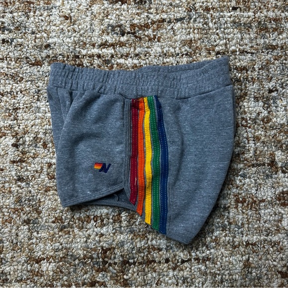 ❤️SOLD❤️Aviation Nation Rainbow 5 Stripe Jogger Shorts - Picture 2 of 5